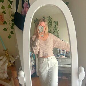 Pink and White Cropped Long Sleeve (PacSun/LA Hearts)